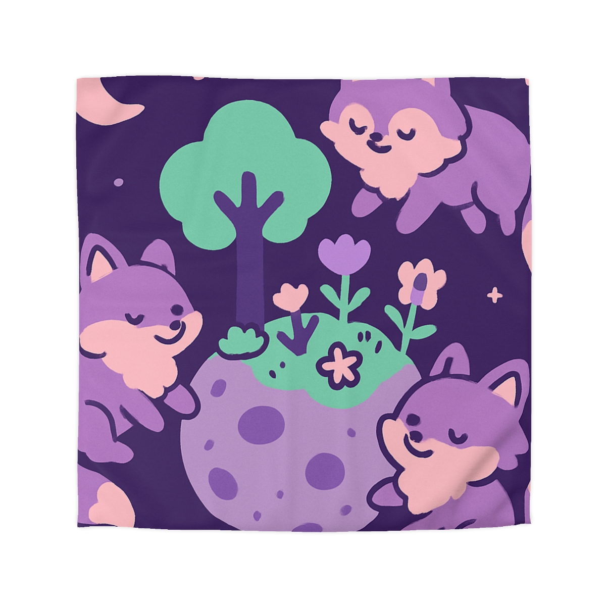 Galaxy Garden Of Floating Foxes designer printed duvets