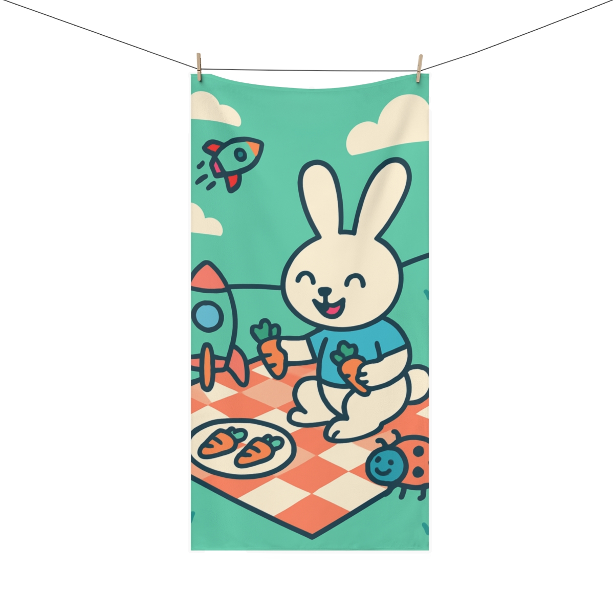 Rocket Rabbit Picnic unique gift towels