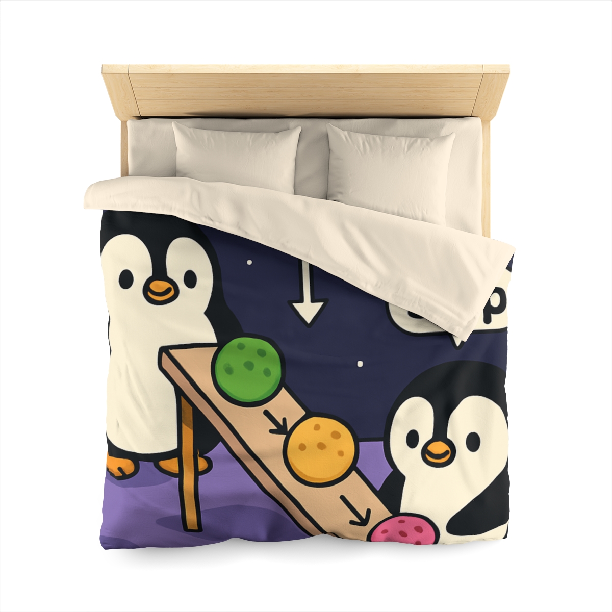 Moonlight Penguin Ice Cream Physics custom duvets