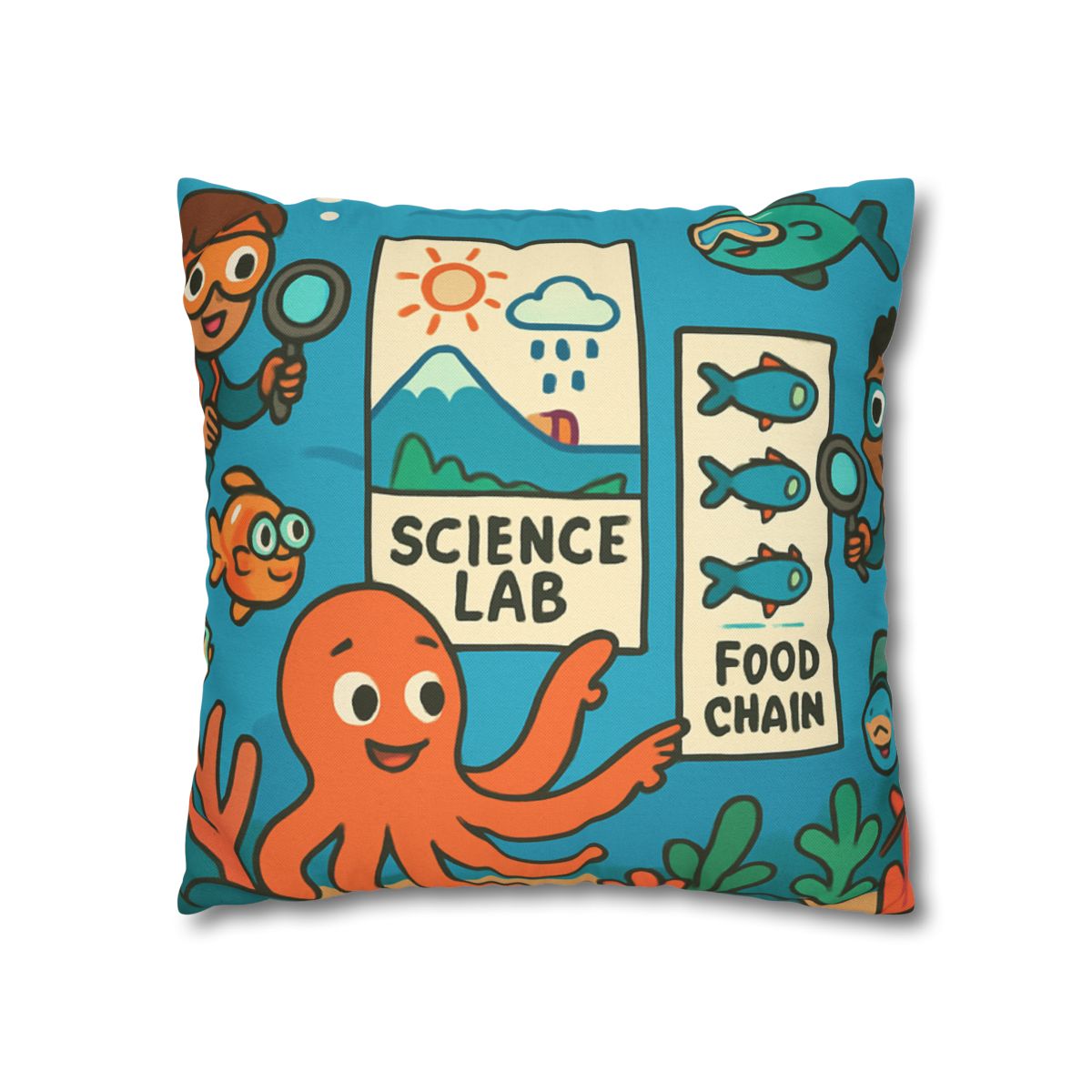 Underwater Science Lab Reef custom pillow cases