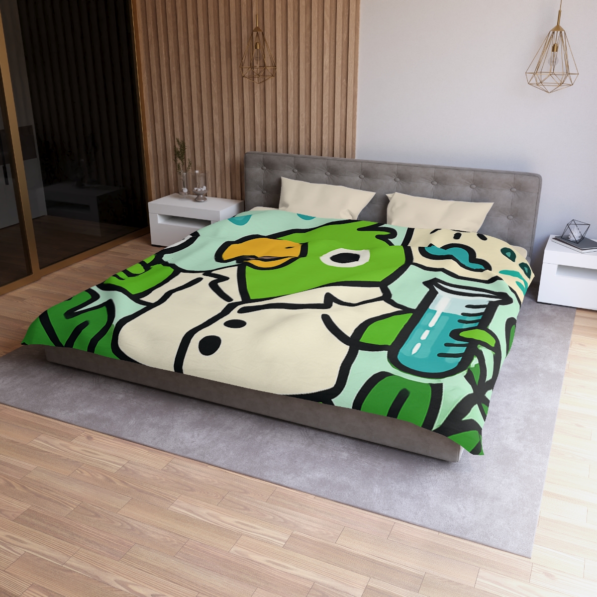 Rainforest Weather Lab With Parrot Scientist unique patterned duvets