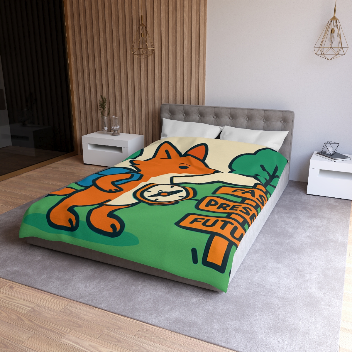 Time Traveling Forest Fox designer printed duvets