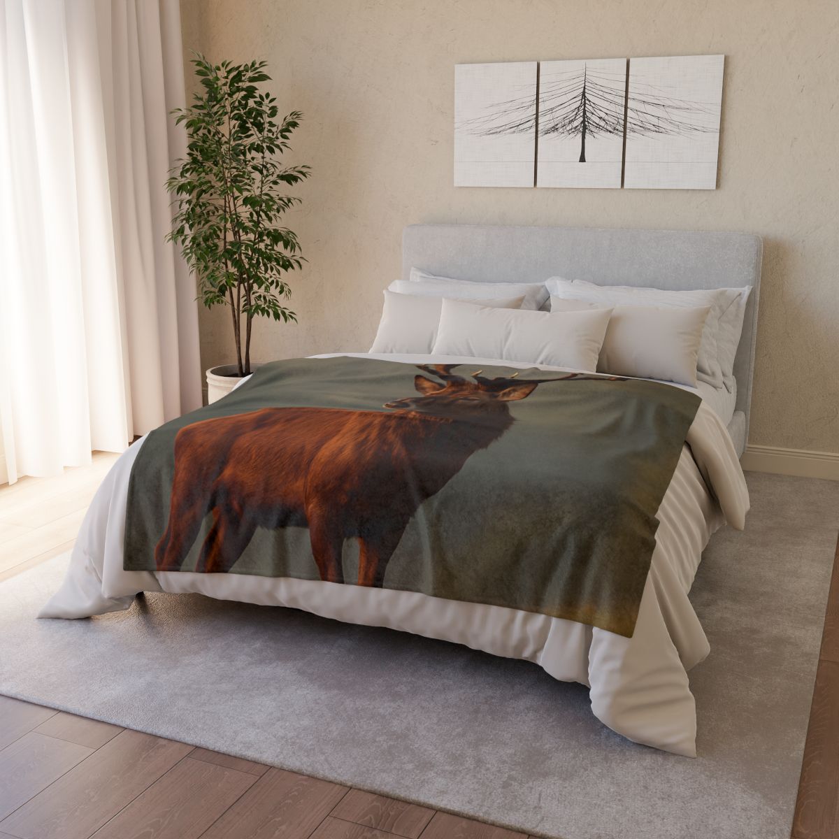 Red Deer Dawn Majesty designer printed blankets