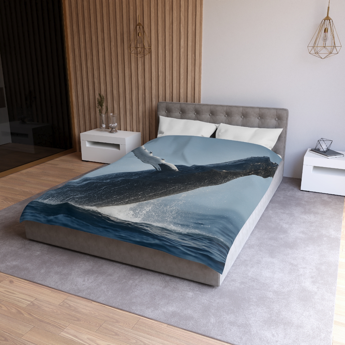 Humpback Whale Rising Calm designer printed duvets