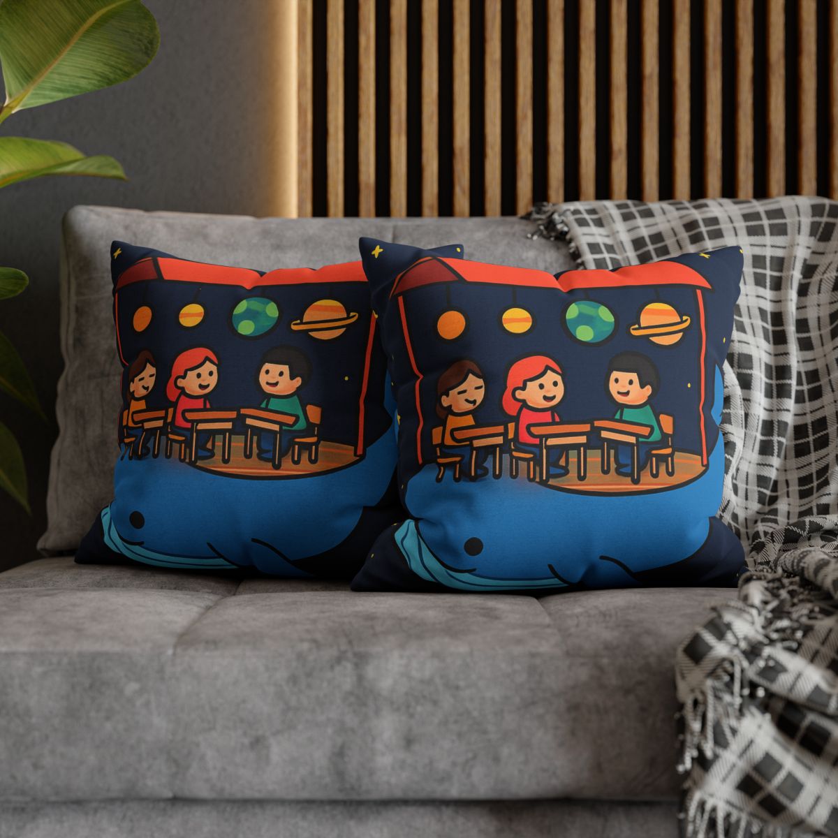 Cosmic Whale Classroom personalized pillow covers