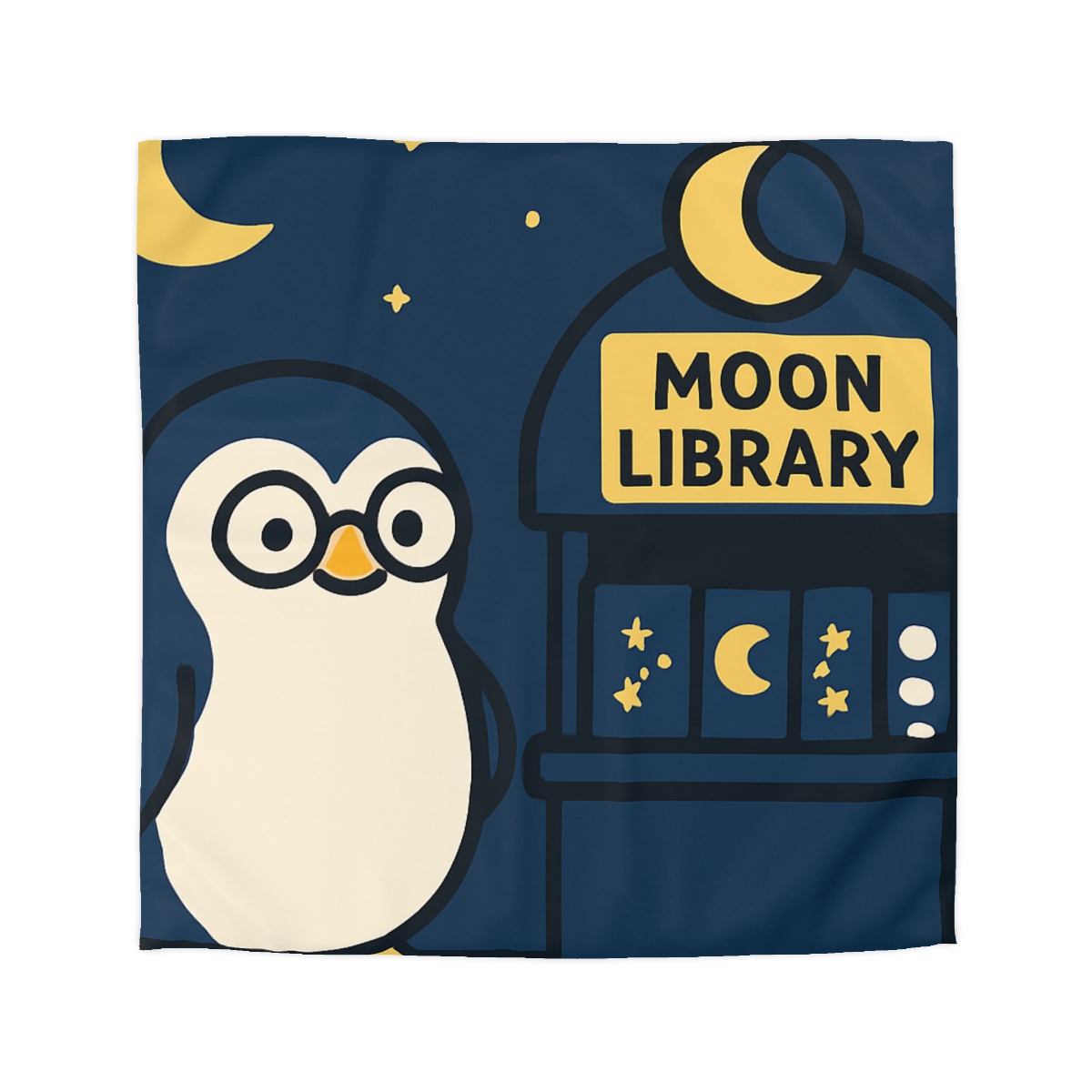 Moonlight Library Run By A Wise Penguin Astronomer stylish duvet covers