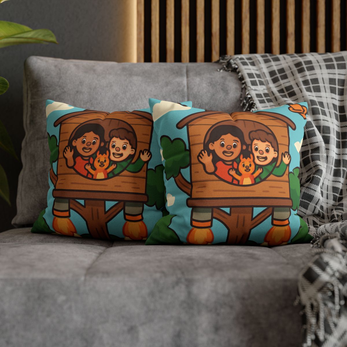 Rocket Powered Treehouse Forest stylish decorative pillowcases
