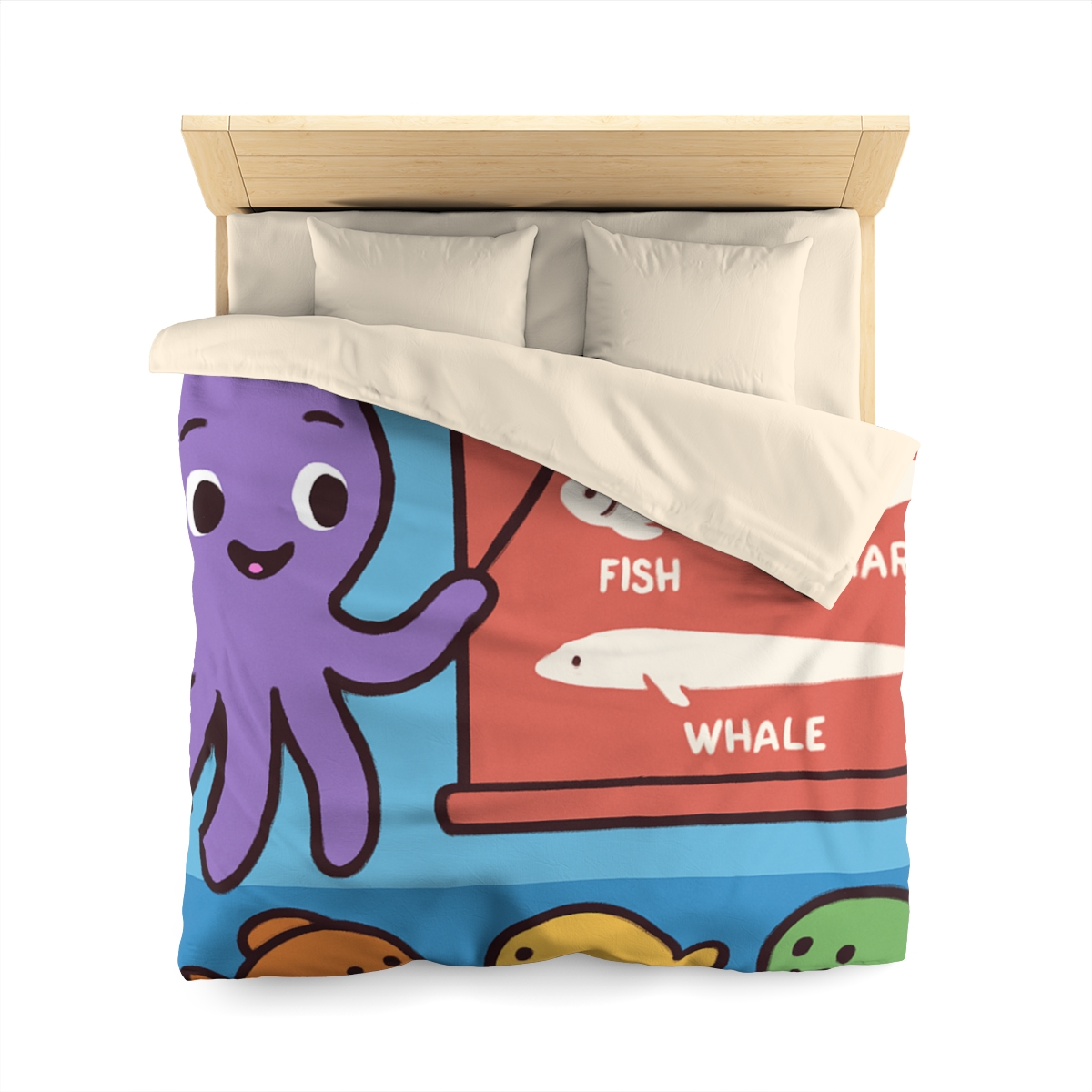 Coral Classroom With Professor Octopus designer printed duvets