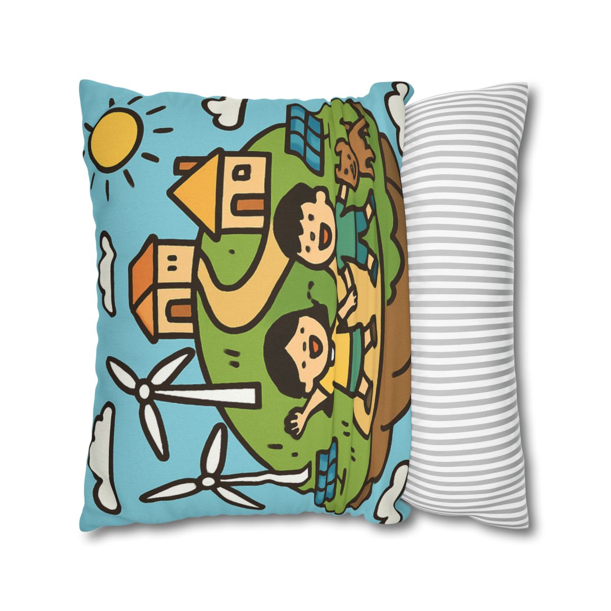 Floating Eco City Sky Island soft cotton pillow cases