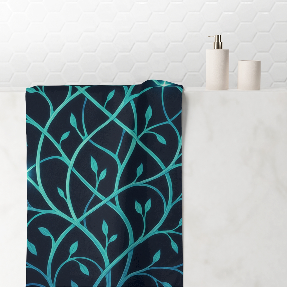 Vine Lattice Nebula designer printed towels