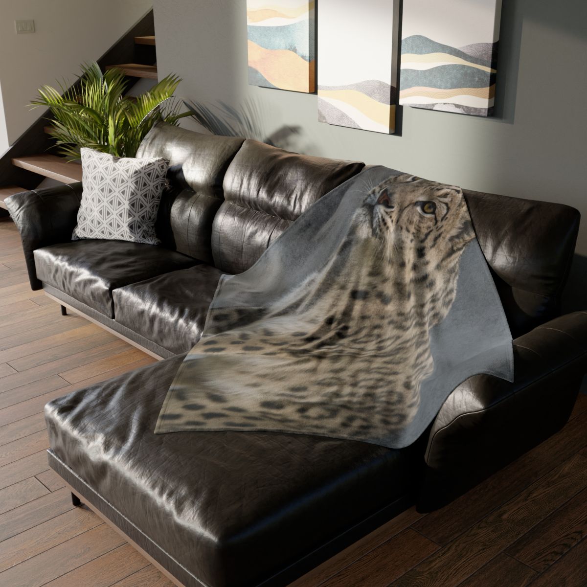 Snow Leopard Silent Summit soft fleece blankets