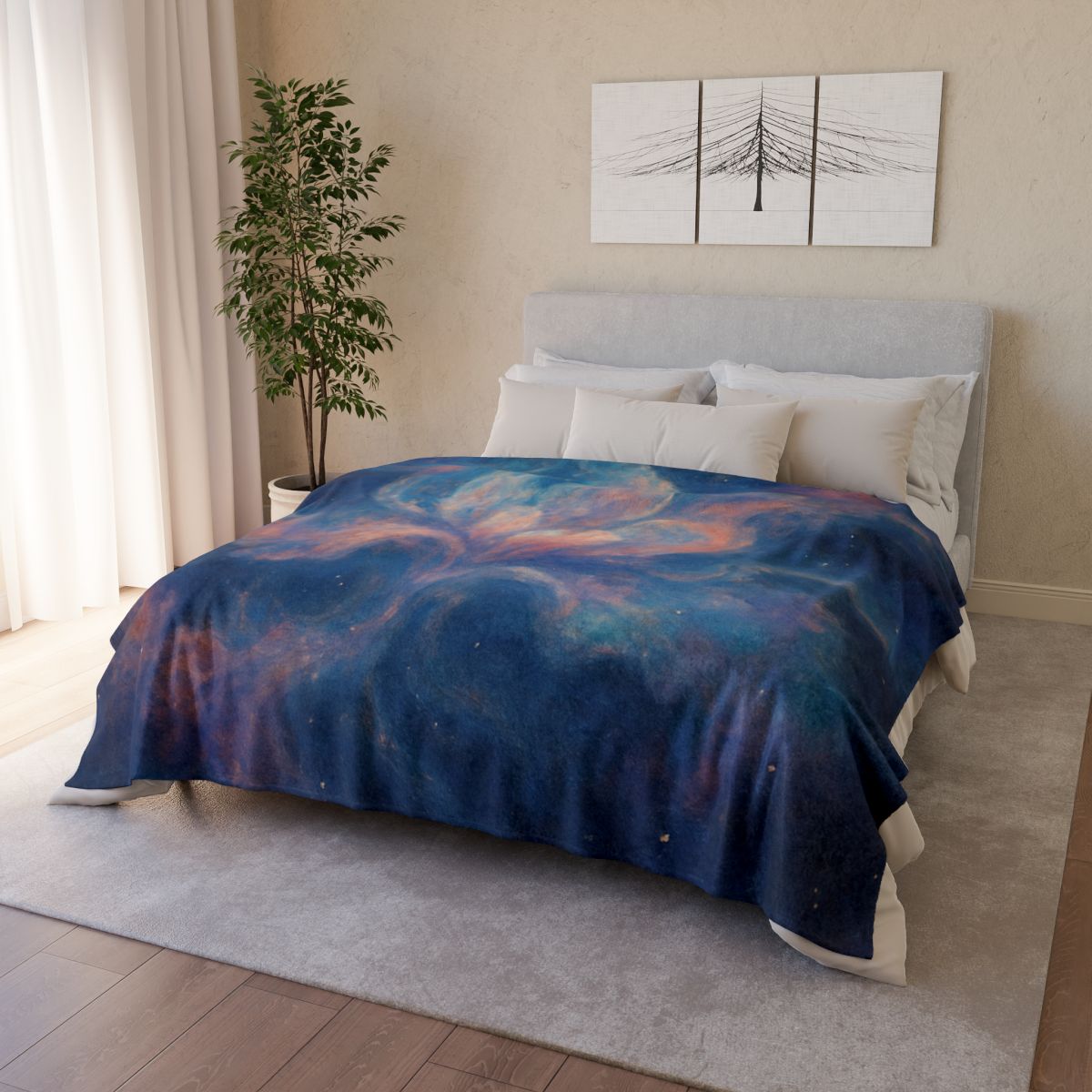 Velvet Plasma Bloom Tapestry soft fleece blankets