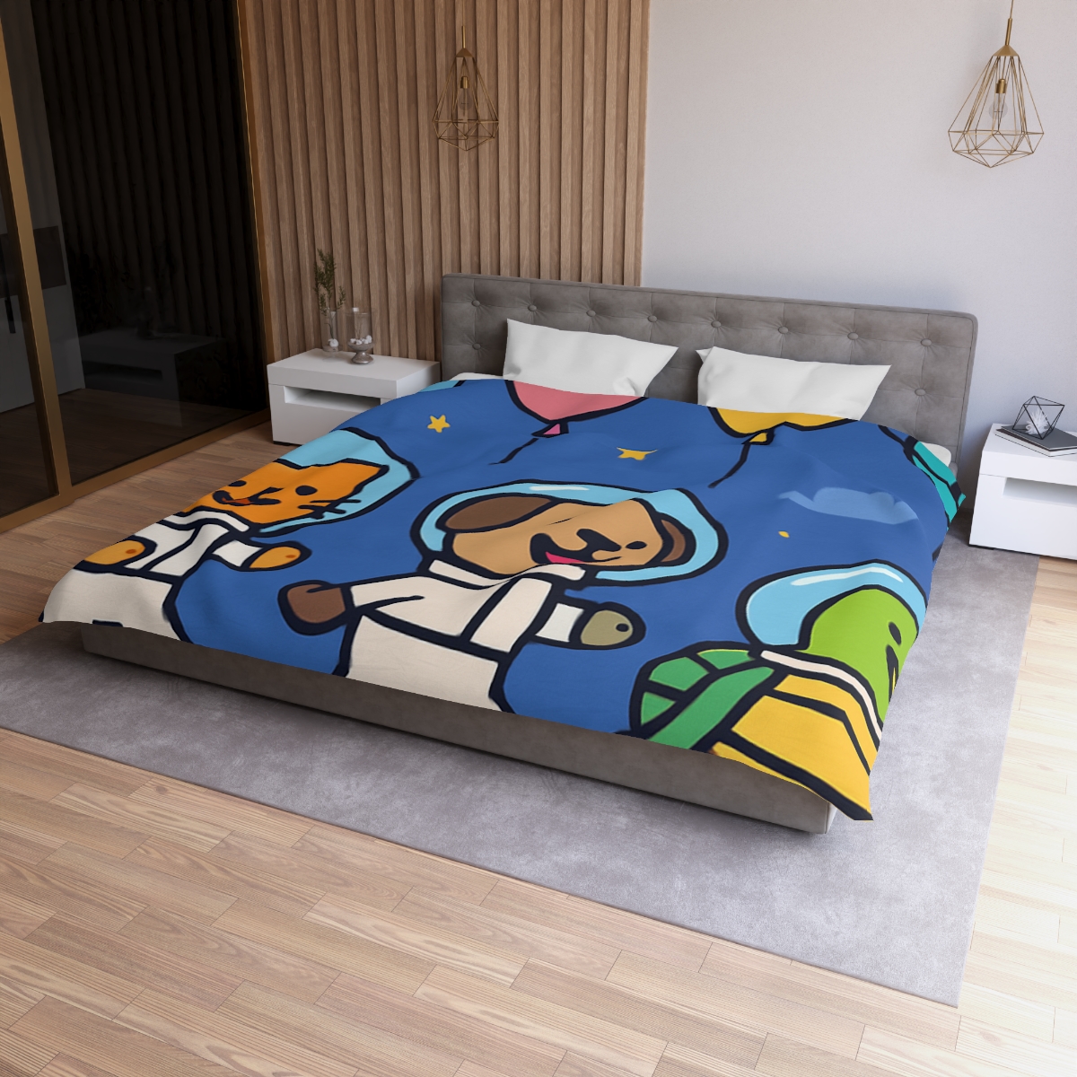Planet Parade Of The Animal Astronauts designer printed duvets