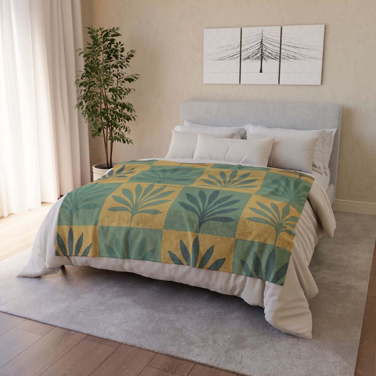 Frond Grid Harmony designer printed blankets