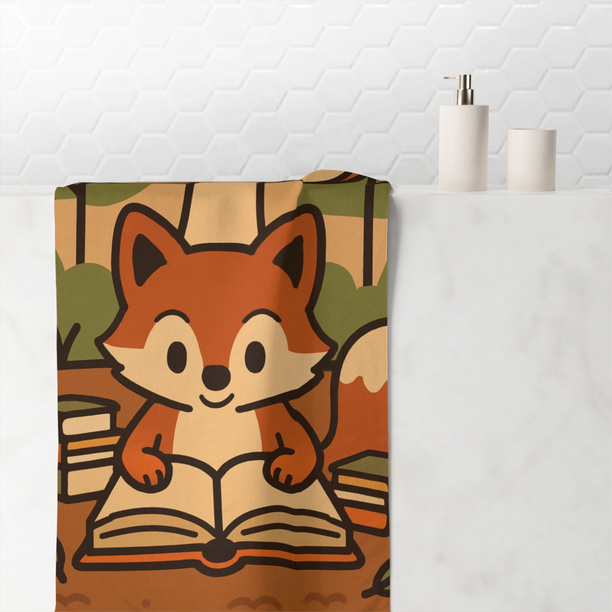 Forest Fox Bookworm custom towels