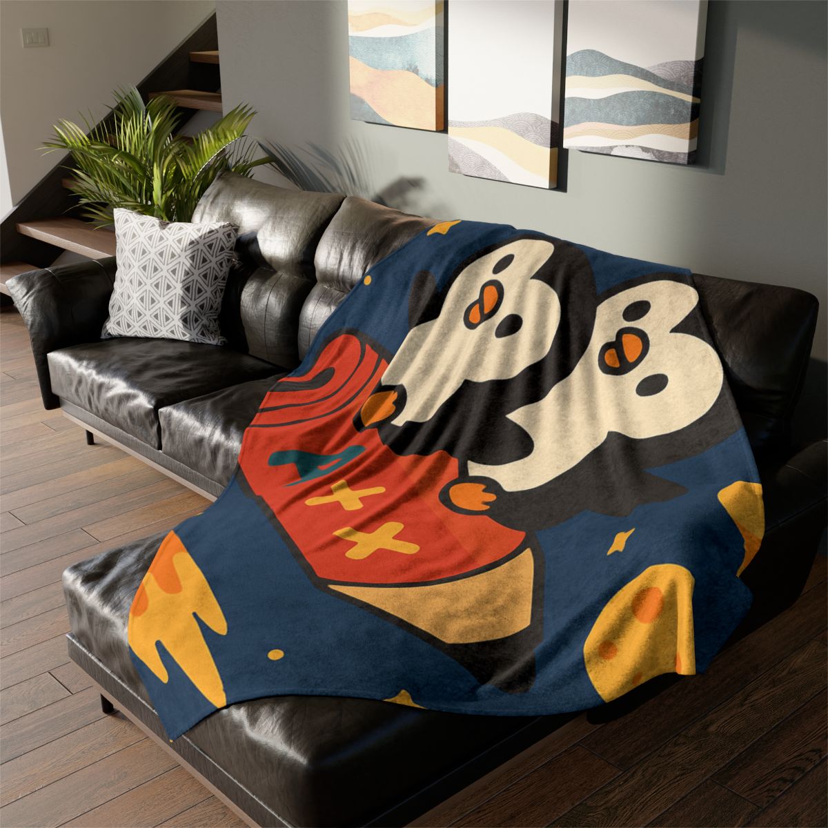Rocket Riding Penguin Explorers personalized cozy blankets