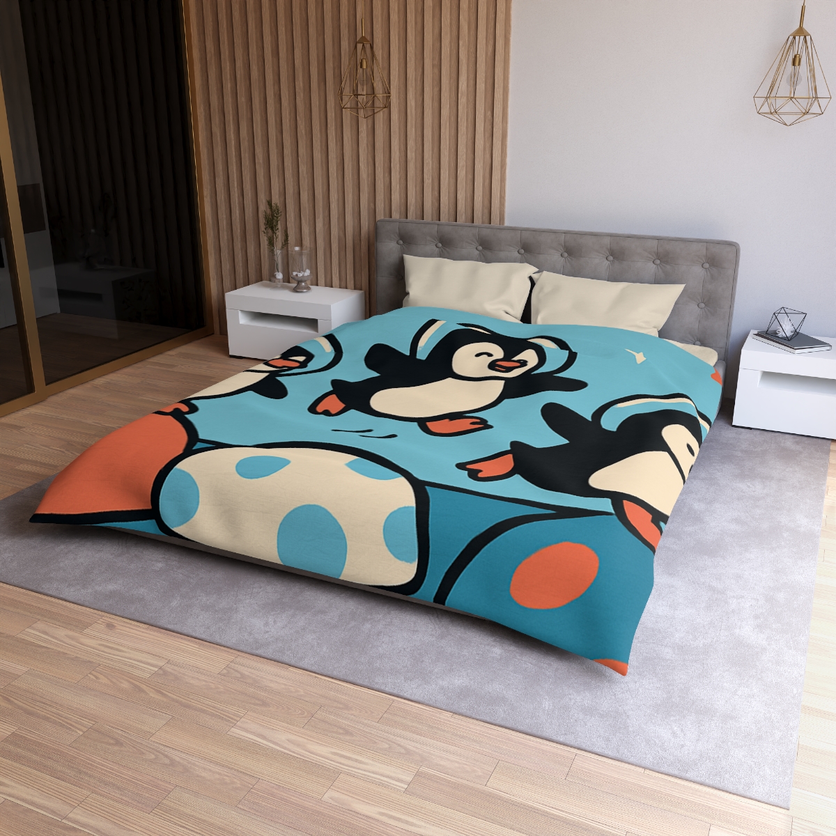 Planet Hopper Penguins personalized bedding duvets