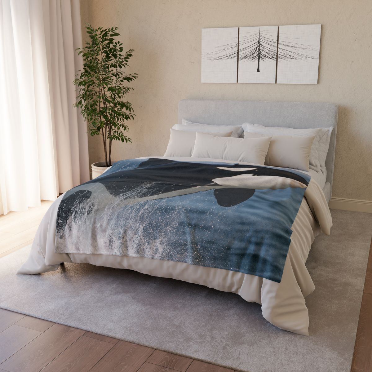 Tidal Monarch Orca soft fleece blankets