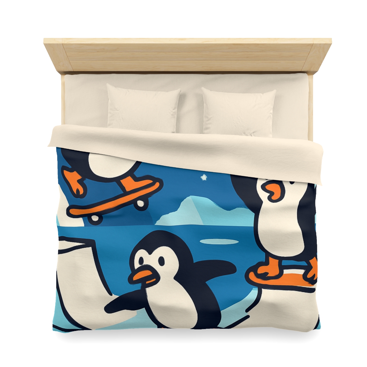 Galaxy Skate Park Penguins stylish duvet covers