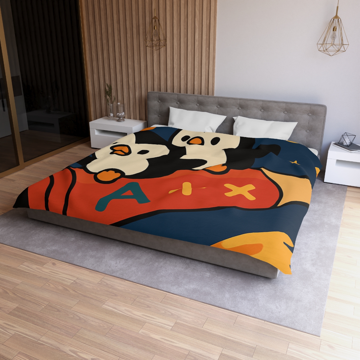 Rocket Riding Penguin Explorers trendy bedroom duvets