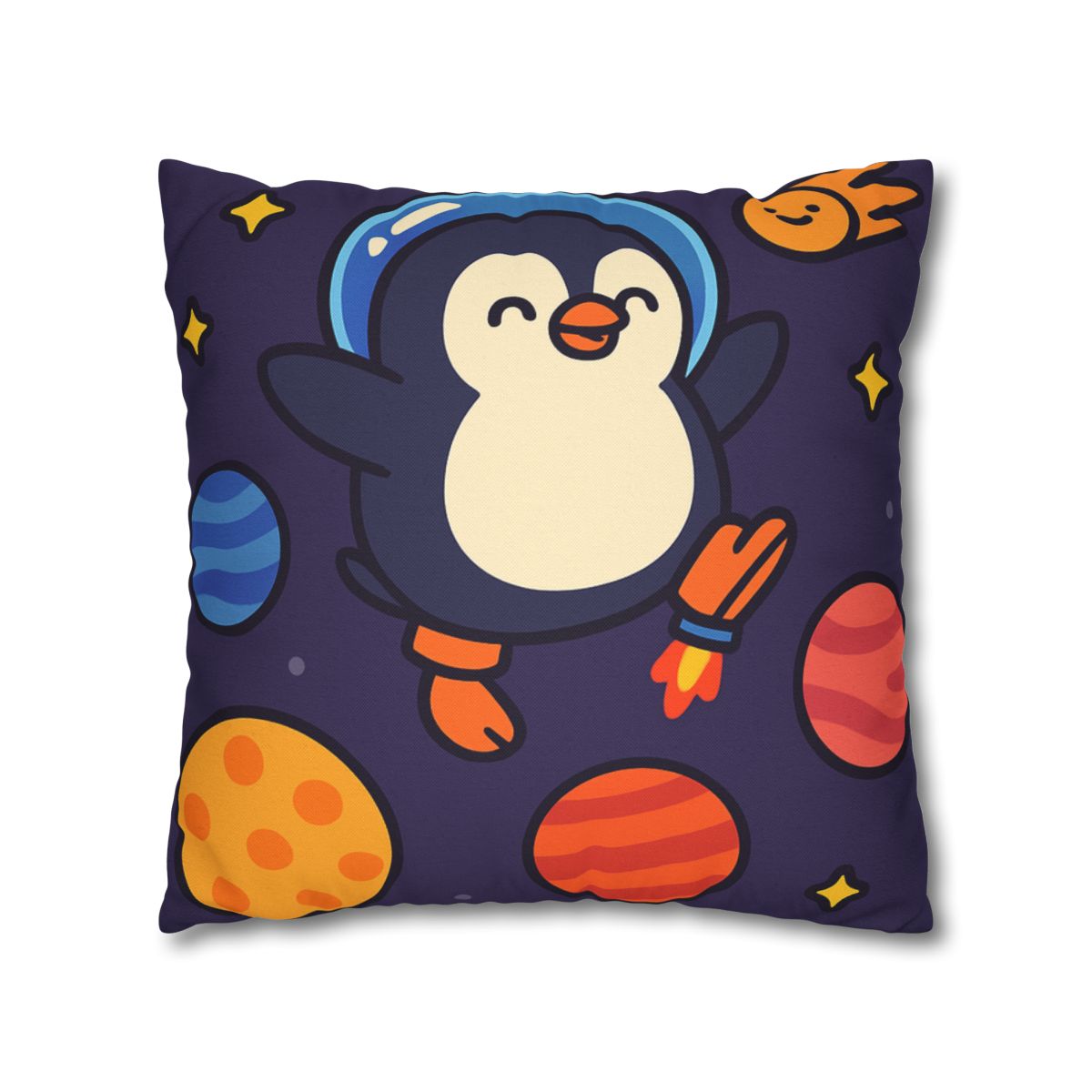 Planet Hopping Penguin Adventure stylish decorative pillowcases