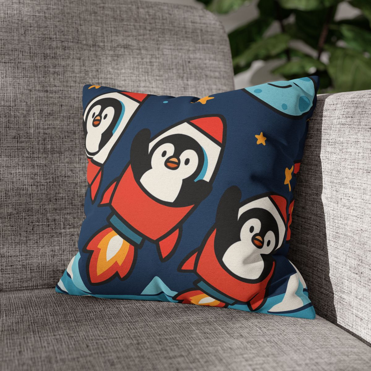Rocket Penguin Crew soft cotton pillow cases