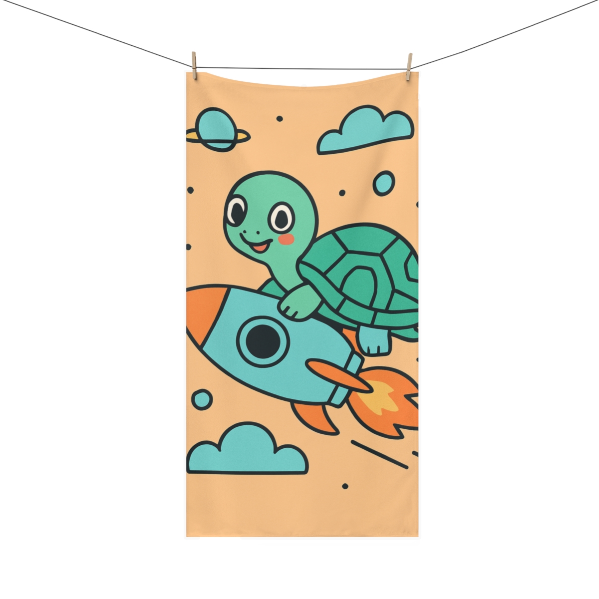 Rocket Riding Turtle trendy hand towels