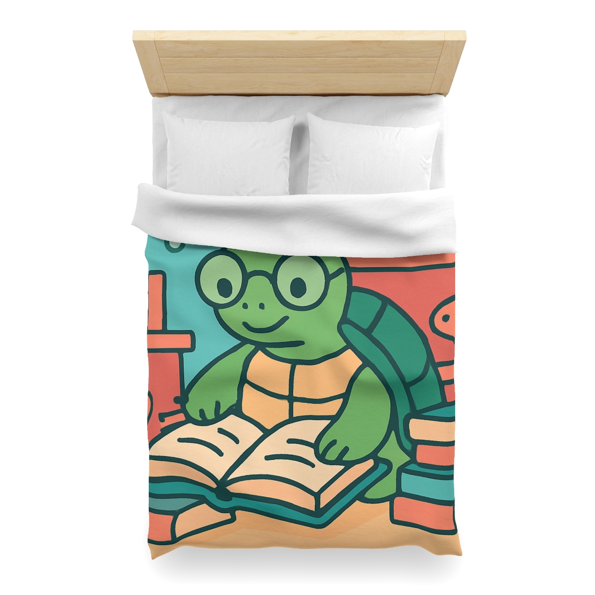 Underwater Library With Bookish Turtle designer printed duvets