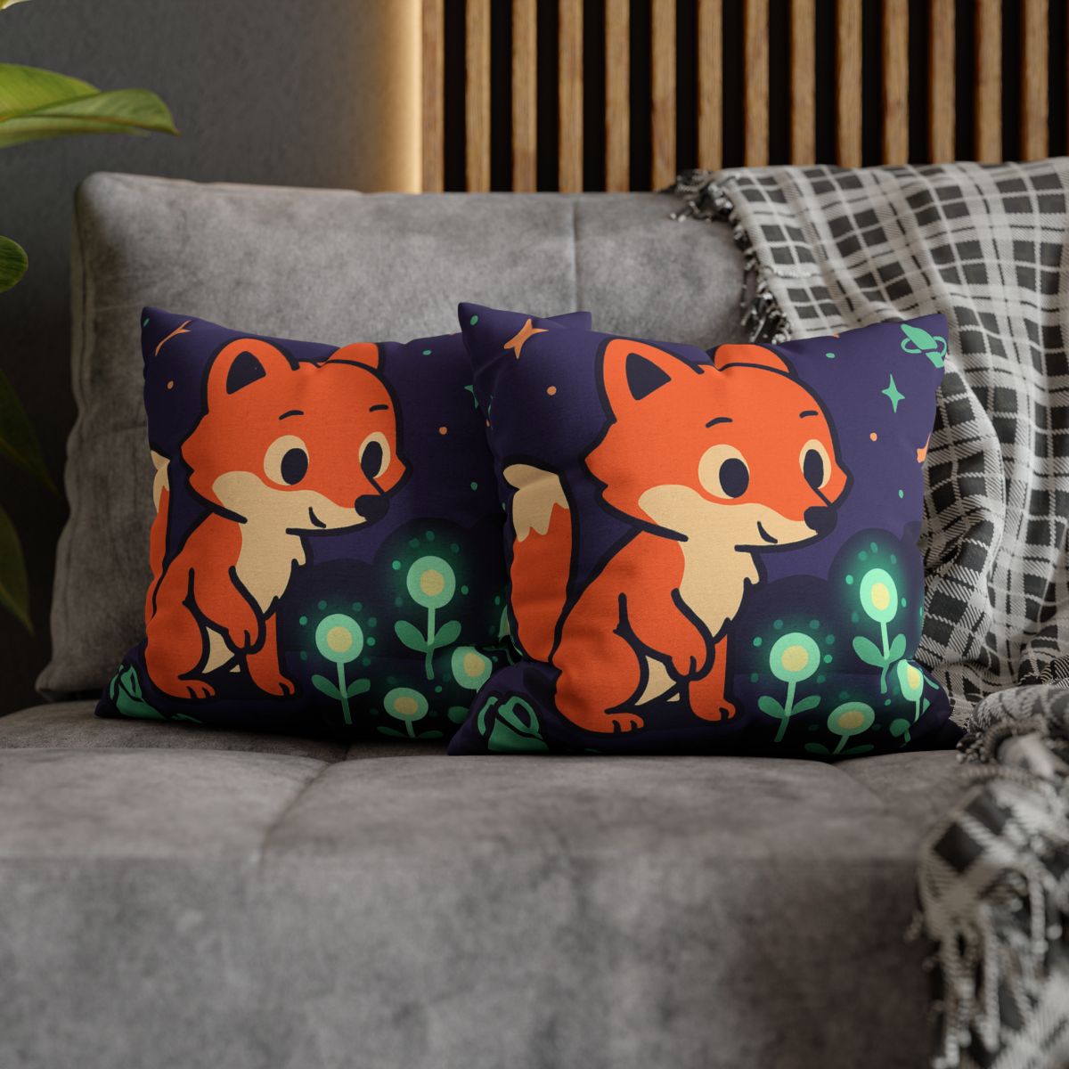 Galaxy Garden Fox personalized pillow covers