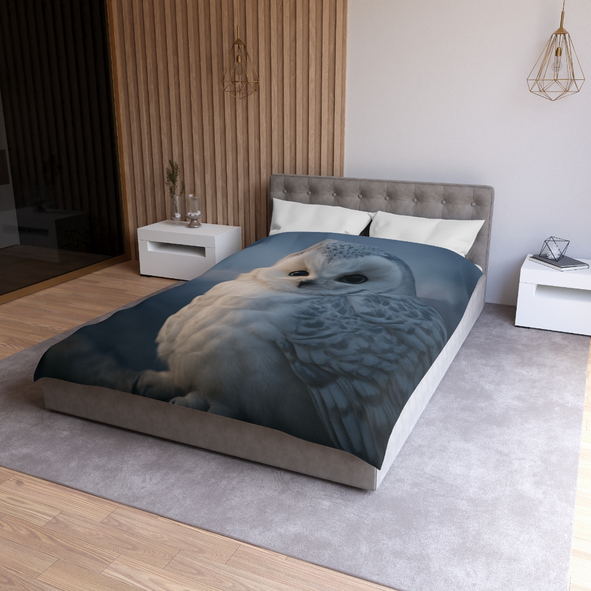 Twilight Watcher Snowy Owl personalized bedding duvets