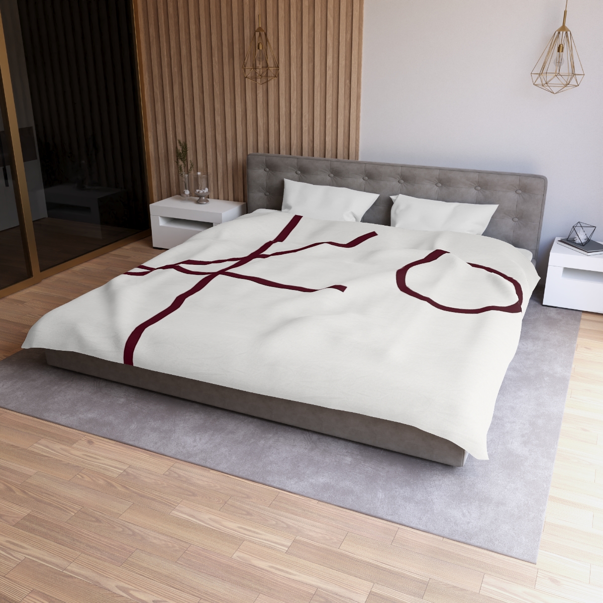 Intersecting Bar Triad With Open Circle unique patterned duvets