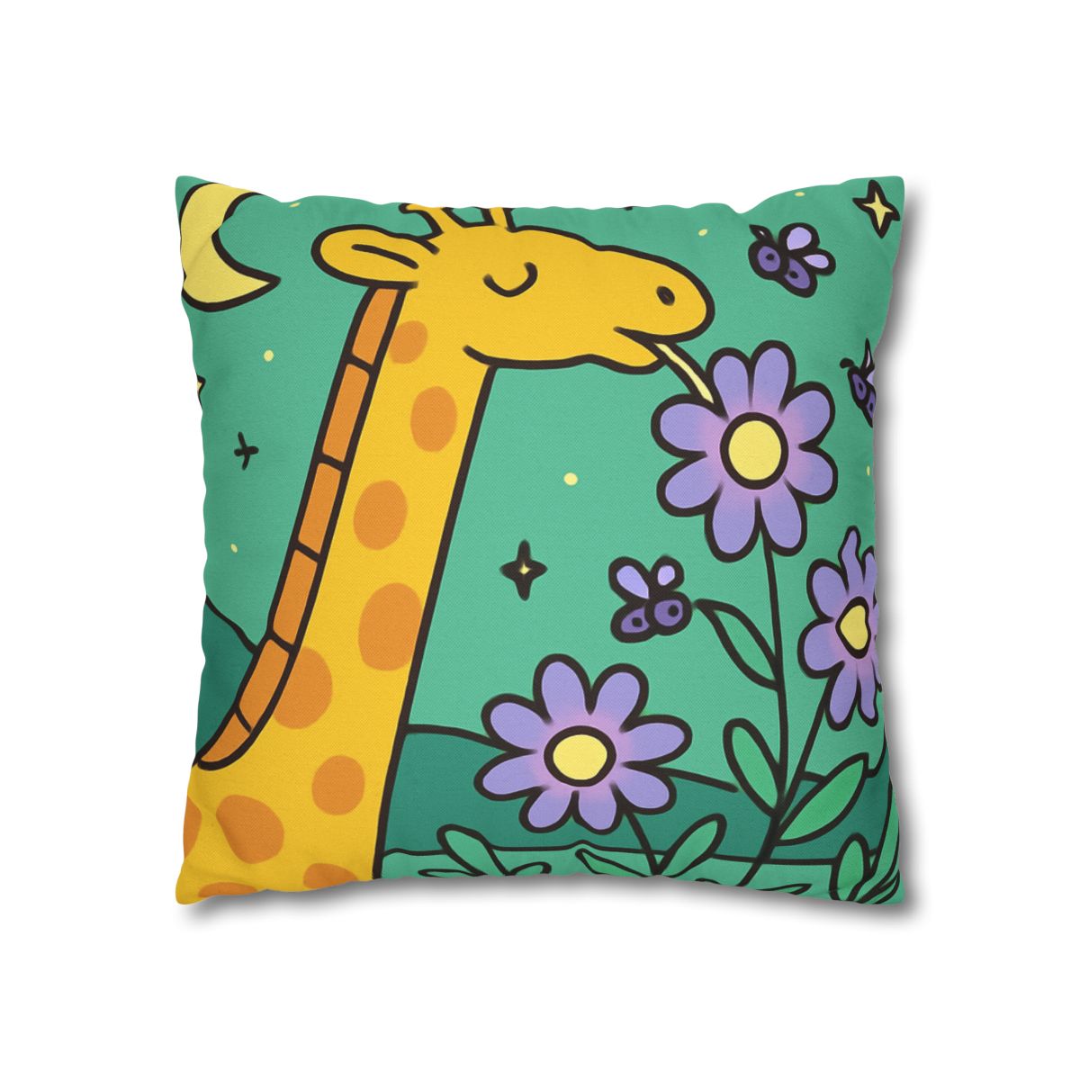 Galactic Garden Giraffe designer print pillow cases