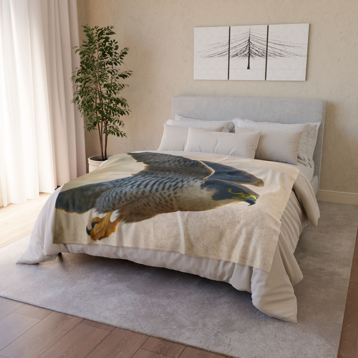 Sky Bolt Peregrine Falcon soft fleece blankets