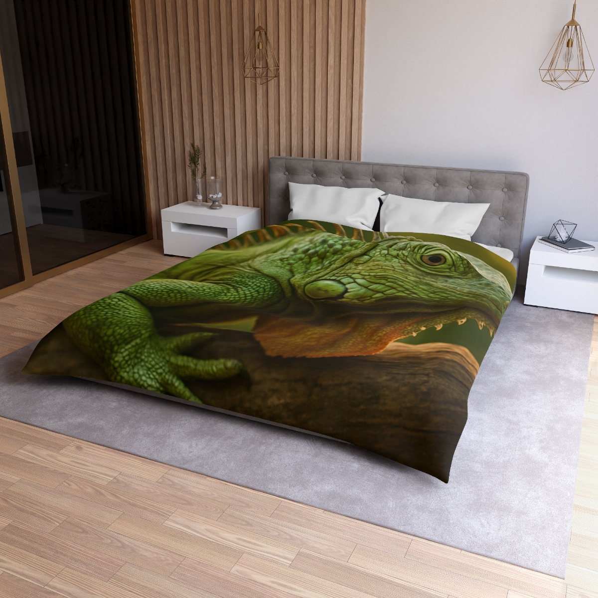 Orbit Glow Green Iguana custom duvets