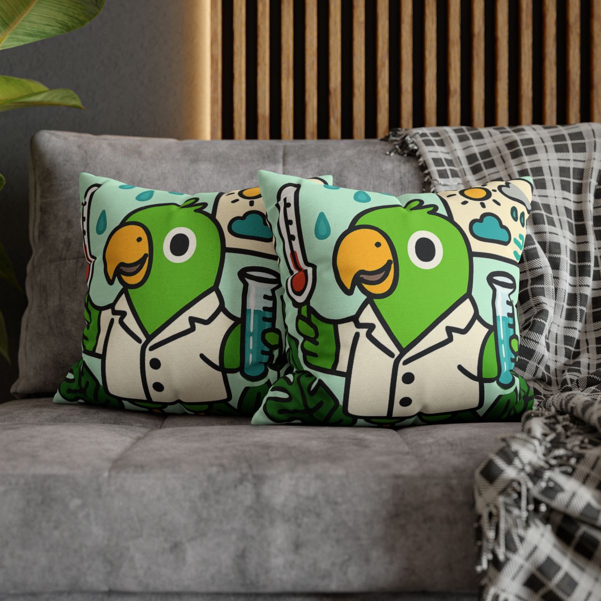 Rainforest Weather Lab With Parrot Scientist stylish decorative pillowcases