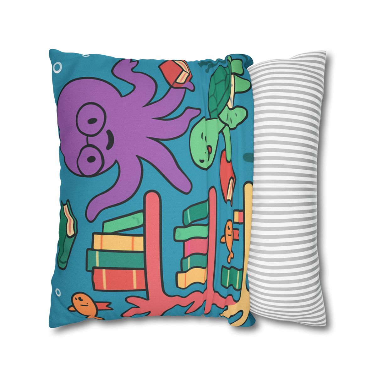 Coral Library And The Octopus Librarian stylish decorative pillowcases