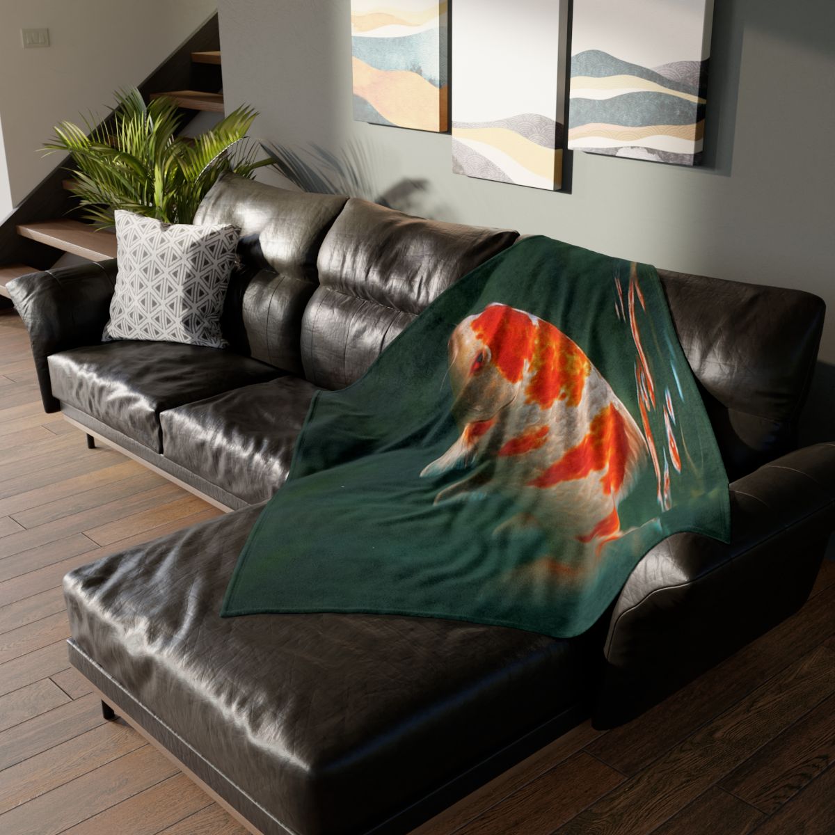 Crystal Current Koi Fish soft fleece blankets