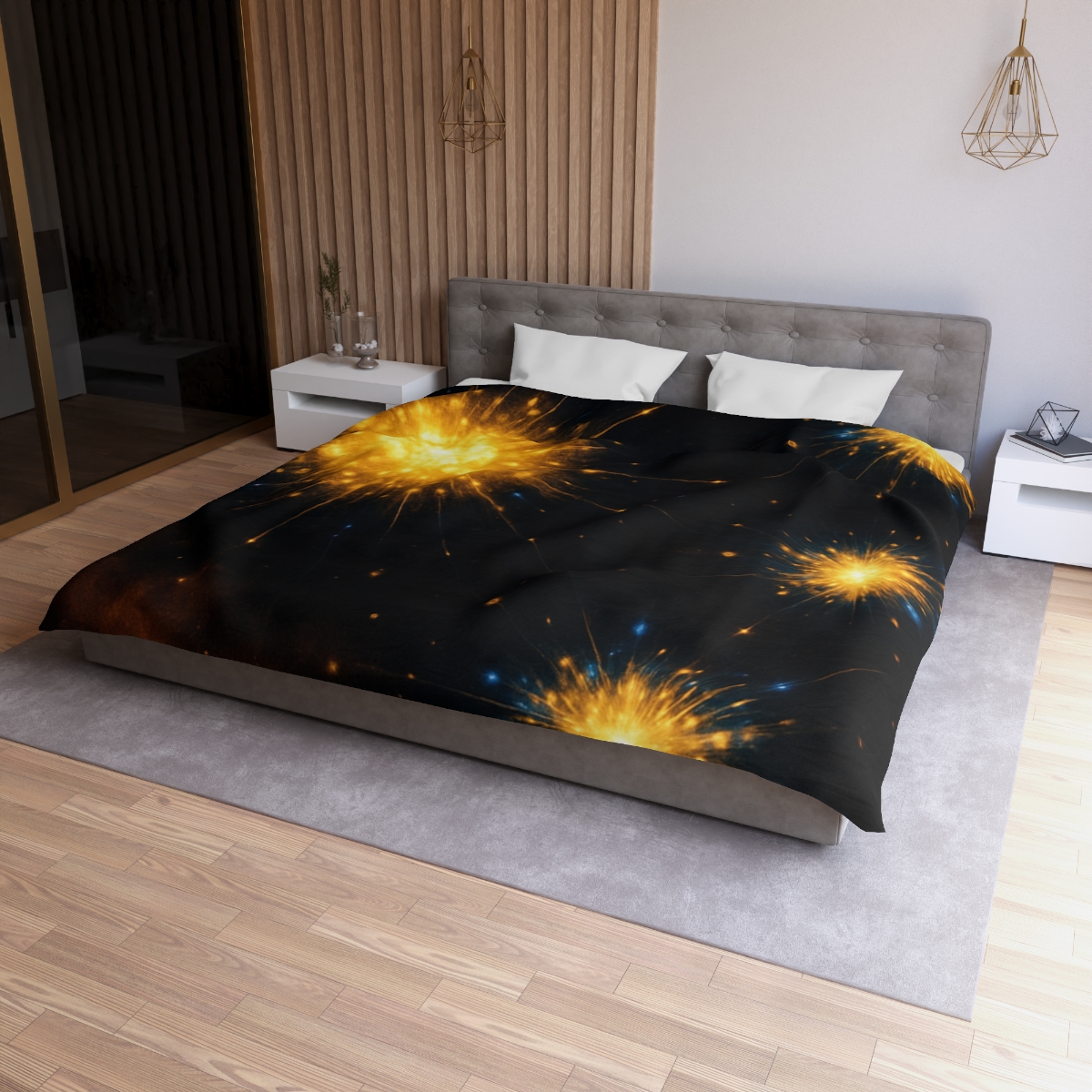 Photon Burst Constellation designer printed duvets