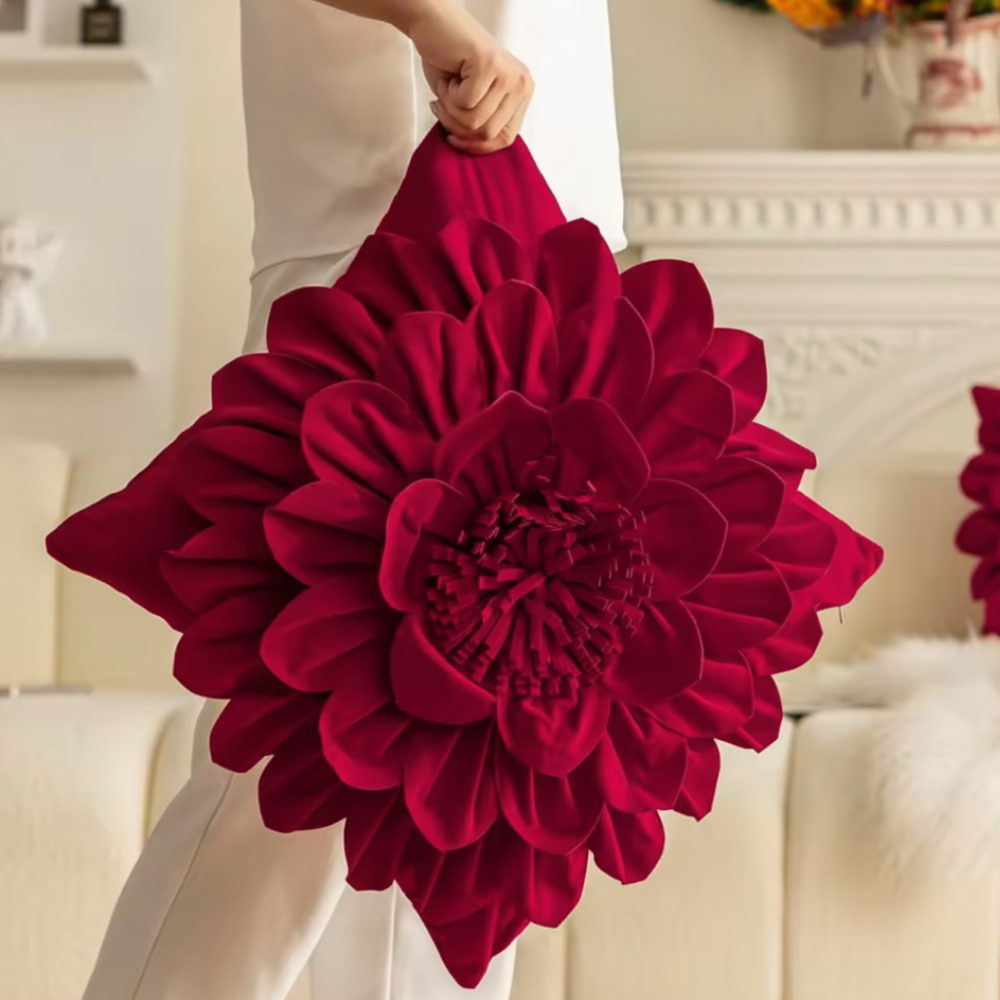 Christmas Velvet 3D Floral Patchwork Cushion Cover Decorative