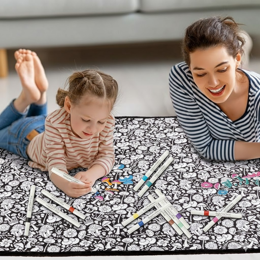 DIY Mushroom Pattern Coloring Blanket Kit