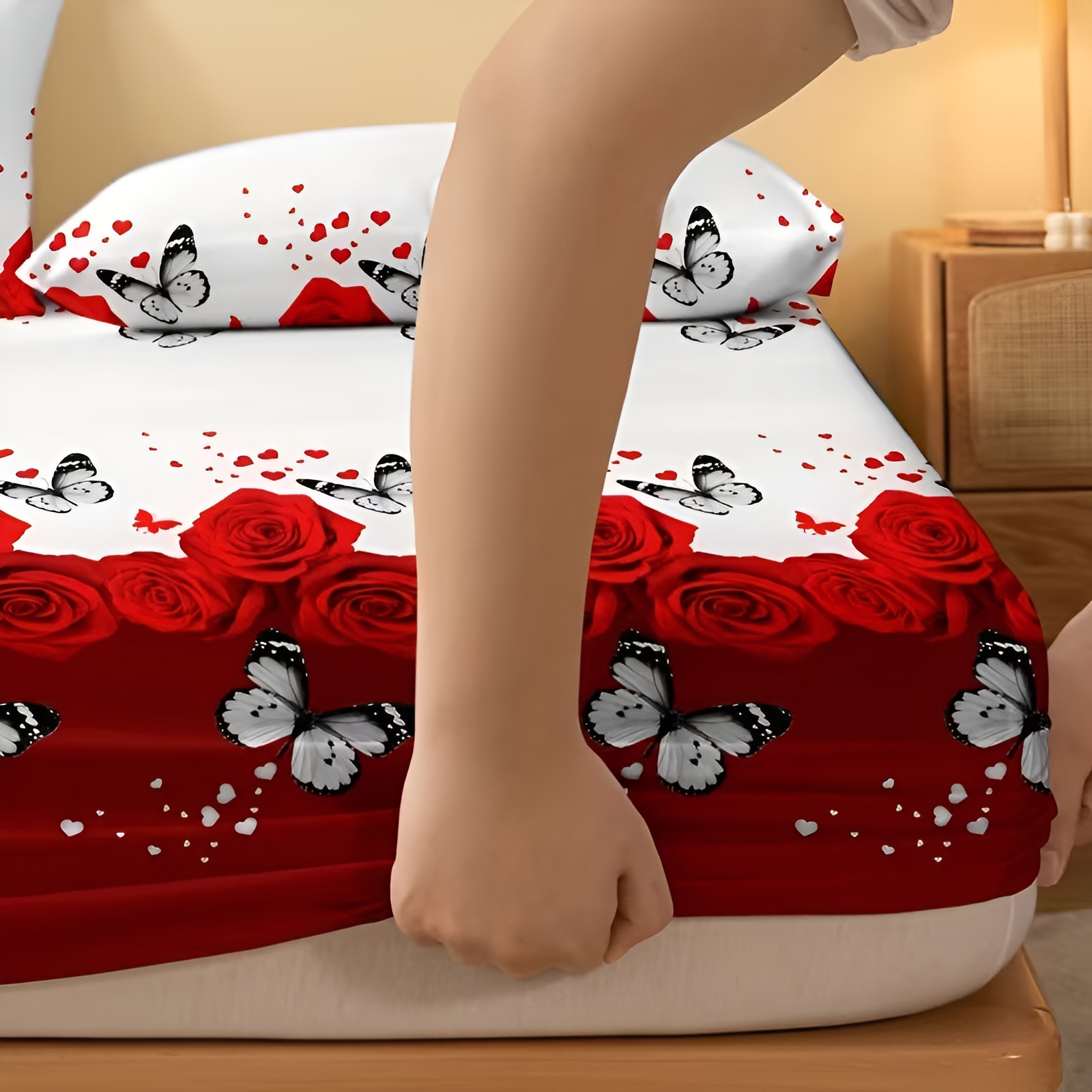 Comfortable Floral Design Fitted Bed Sheet For Bedroom