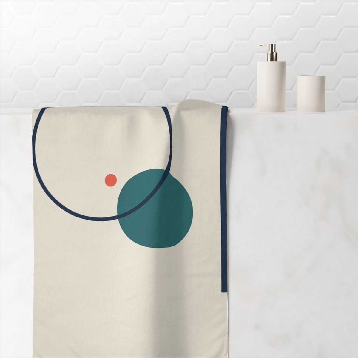 Offset Rings With Quiet Axis designer printed towels