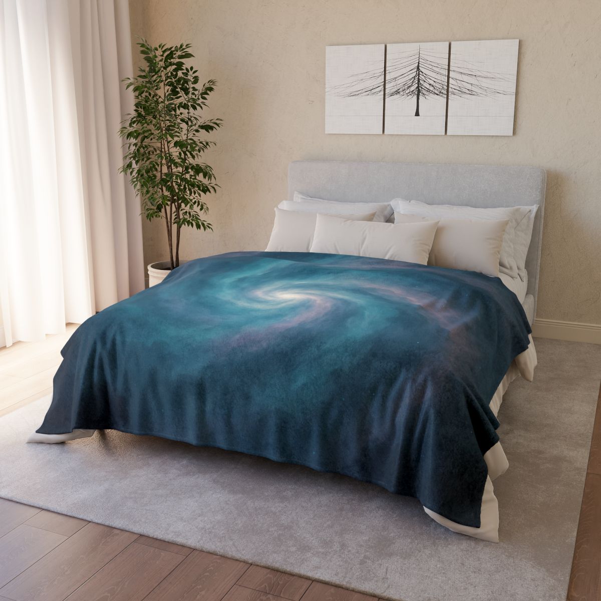 Nebula Spiral Haze designer printed blankets