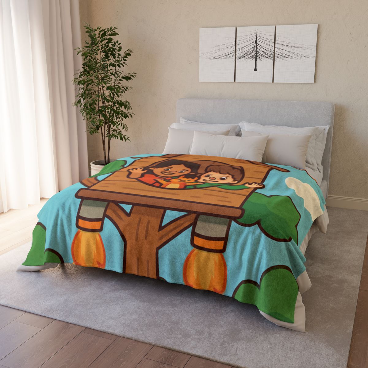 Rocket Powered Treehouse Forest unique gift blanketscustom blankets