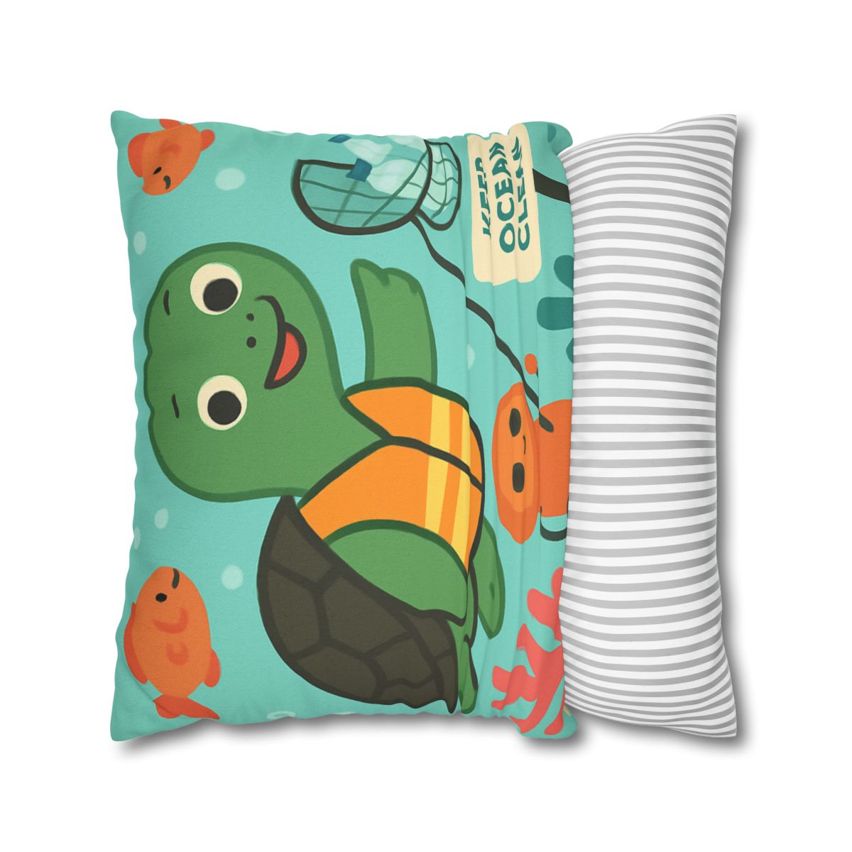 Coral Cleanup Turtle Patrol soft cotton pillow cases