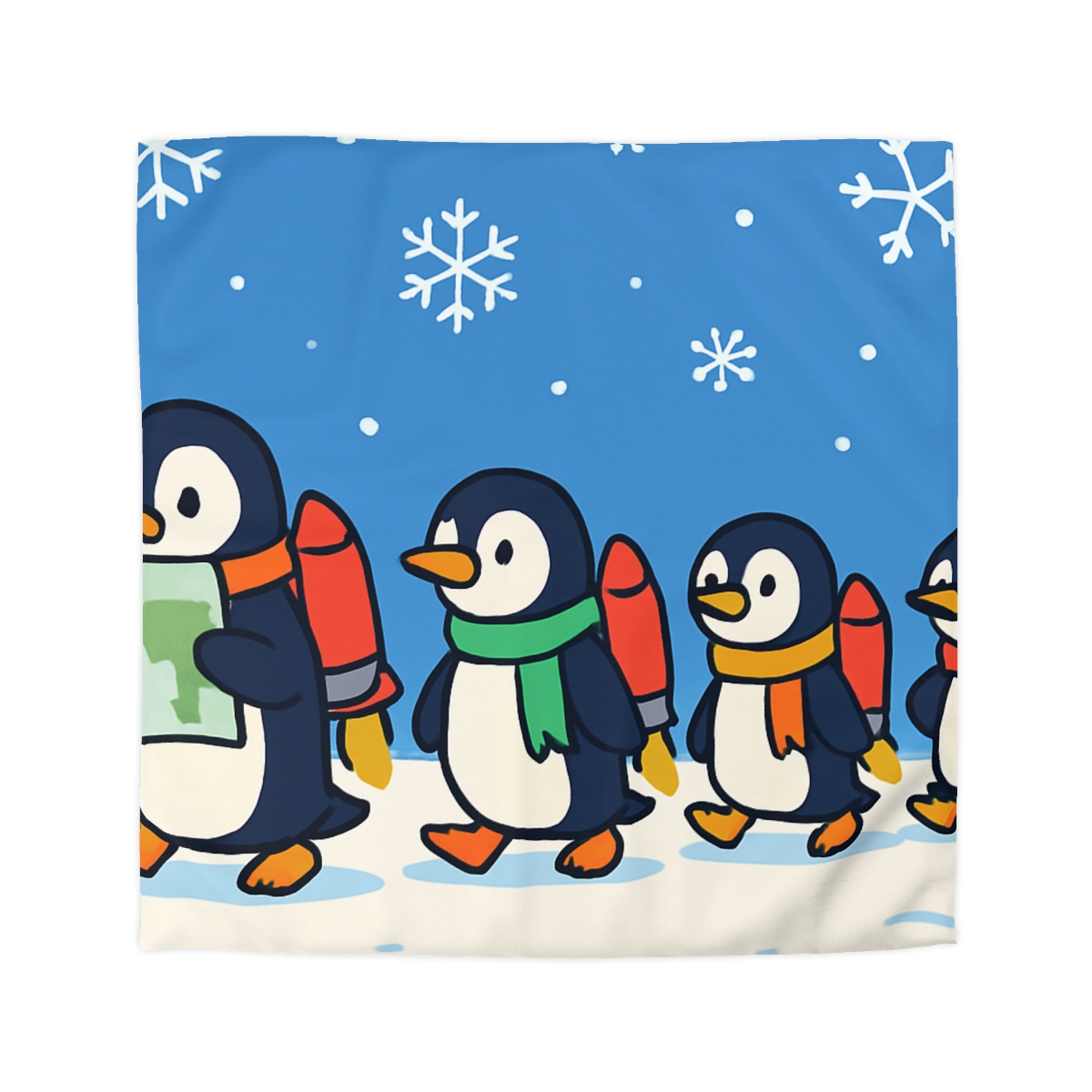 Rocket Penguin Parade trendy bedroom duvets