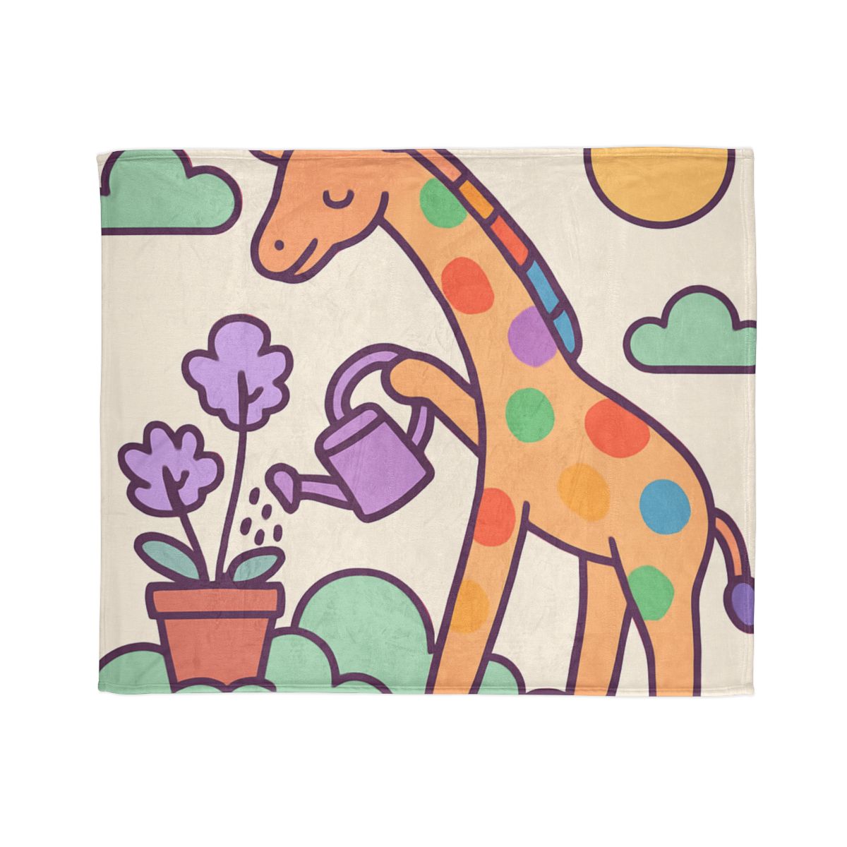 Cloud Garden With Rainbow Giraffe warm winter blankets