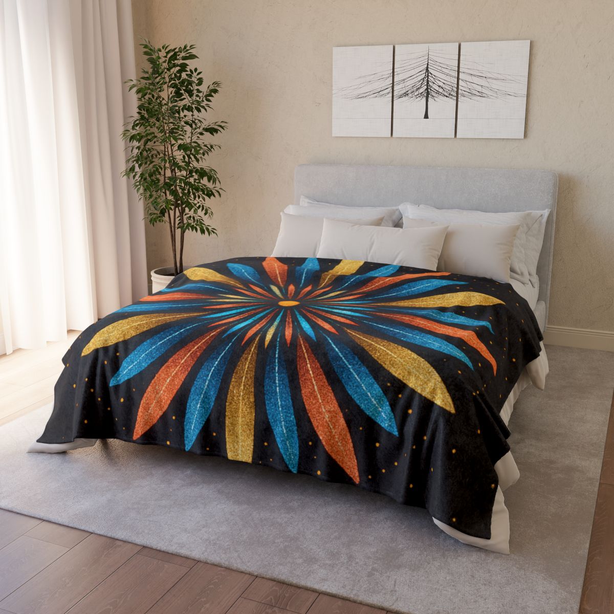Starburst Mandala Bloom stylish throw blankets
