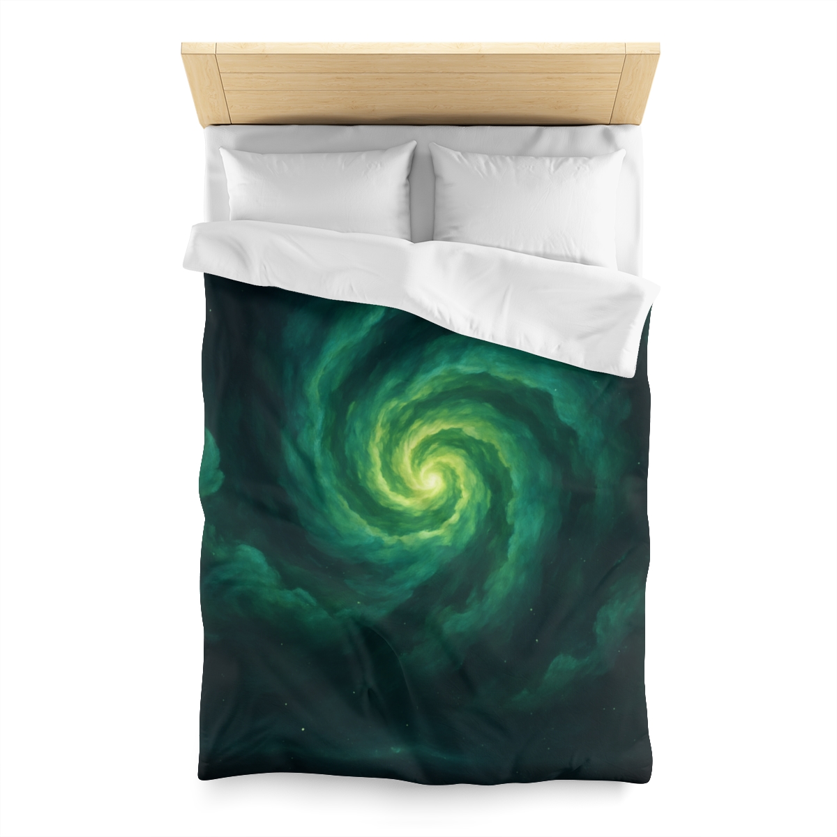 Verdant Nebula Swirl designer printed duvets