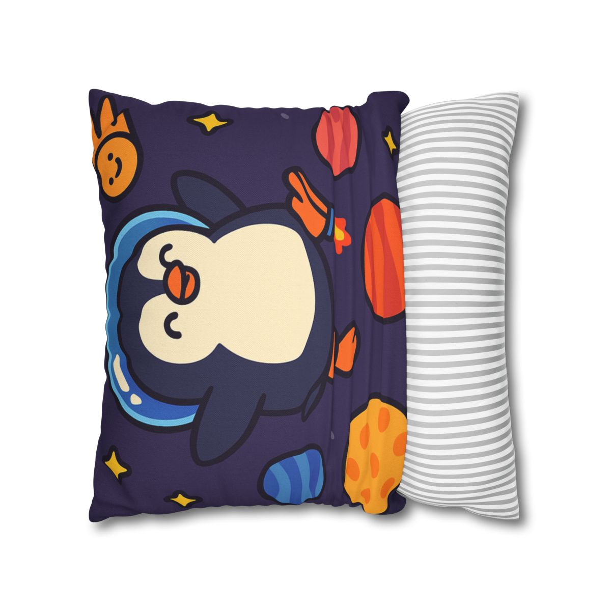 Planet Hopping Penguin Adventure stylish decorative pillowcases
